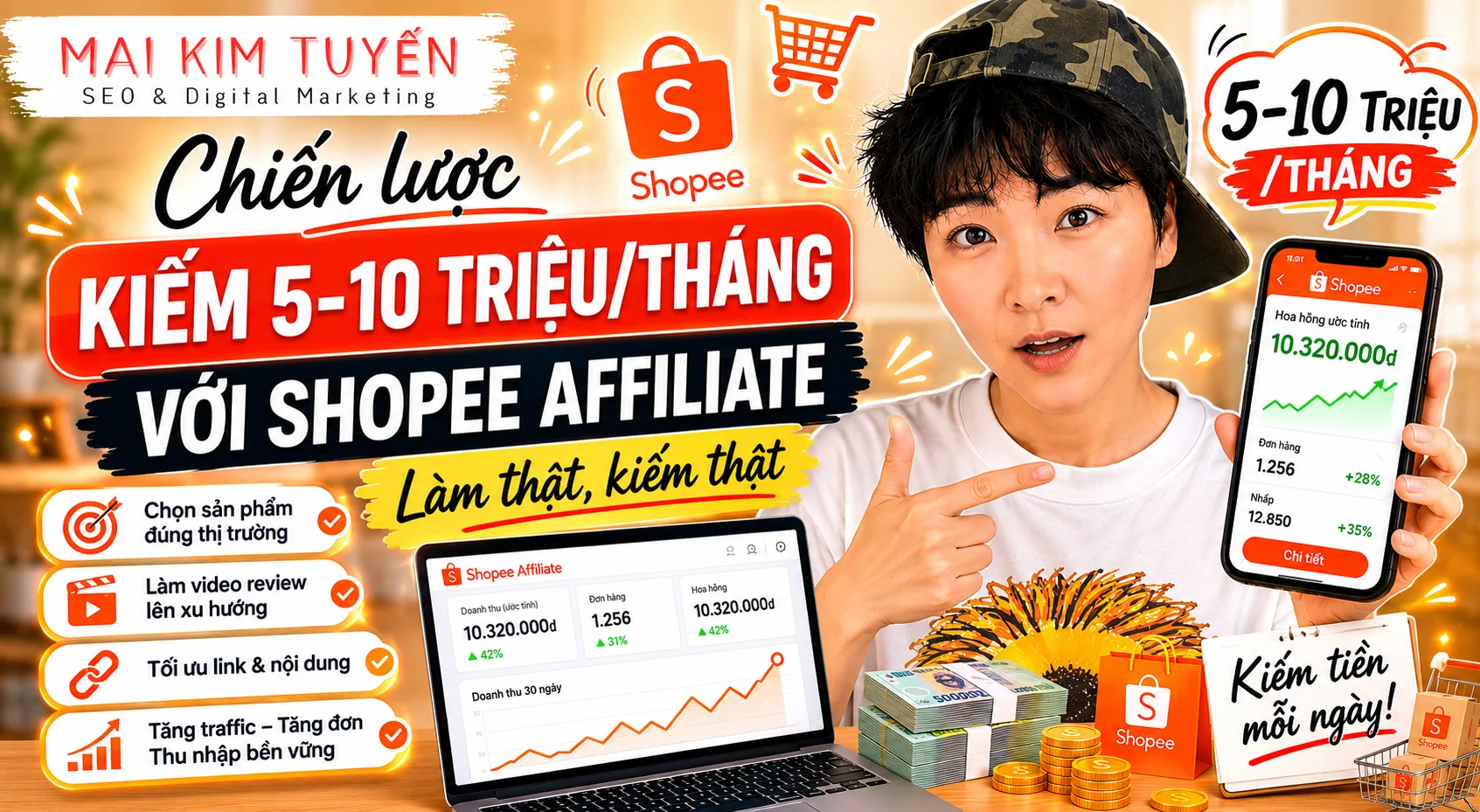 Chiến lược kiếm 5-10 triệu tháng với Shopee Affiliate – Làm thật, kiếm thật